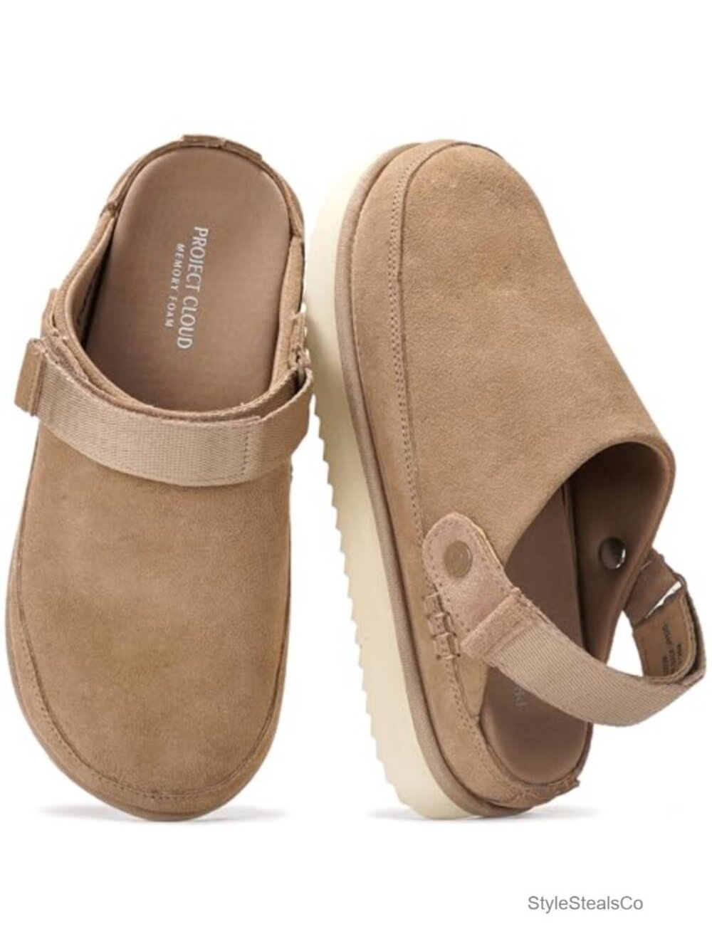 Genuine Leather Platform Mule Clogs Women Slip On Memory Foam Non-Slip Fall